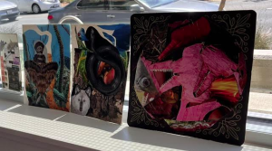 collages in a window